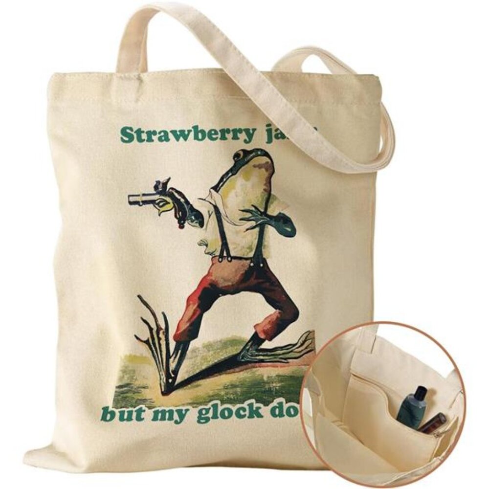 Canvas Tote Bag with Inner Pocket for Women, Cloth Cotton Totes Bag